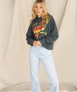 Daydreamer Knits>Return of the Kiss Cropped Hoodie Vintage Black