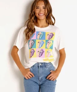 Daydreamer Tops>Rolling Stones Urban Jungle Boyfriend Tee Vintage Whi