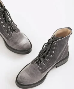 Dolce Vita Boots>Bardot Velvet Combat Boot Charcoal