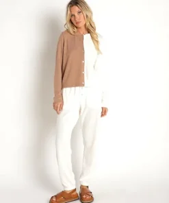 DONNI. Knits | Tops>Duo Sweater Cardi Creme/Camel