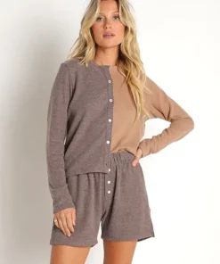DONNI. Knits | Tops>Duo Sweater Cardi Camel/Chocolate