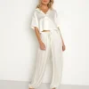 DONNI. Tops>Silky Short Sleeve Creme