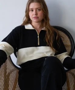DONNI. Knits>Terry 1/2 Zip Pullover Jet