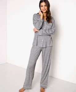 Eberjey Pj Sets>Bobby Long PJ Set Heather Grey/Bellini