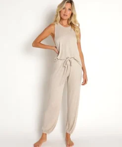 Eberjey Sleep Shirts>Elon Muscle Tank Oatmeal