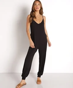 Eberjey Teddies>Finley Knotted Jumpsuit Black