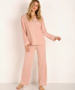 Eberjey Pj Sets>Gisele Long PJ Boxed Set Misty Rose/Ivory