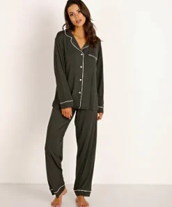 Eberjey Pj Sets>Gisele Long PJ Boxed Set Charcoal Heather/Bellini