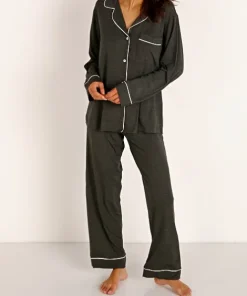 Eberjey Pj Sets>Gisele Long PJ Boxed Set Charcoal Heather/Bellini