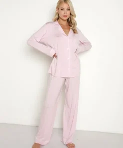 Eberjey Pj Sets>Gisele Long PJ Set Lilac Ivory