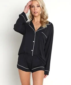 Eberjey Pj Sets>Gisele The L/Slv Short PJ Set Black/Shorbet