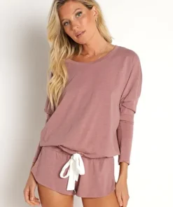 Eberjey Sleep Shirts>Heather Slouchy Top Hazelnut
