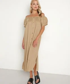 Eberjey Dresses>Linen Harper Dress Khaki