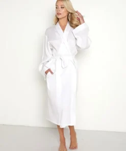 Eberjey Robes>Linen Long Robe White