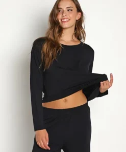 Eberjey Sleep Shirts>Sleep Long Sleeve Black