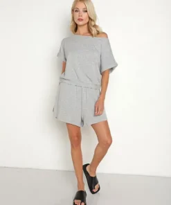 Eberjey Shorts>Softest Sweats Boyfriend Shorts Heather Grey