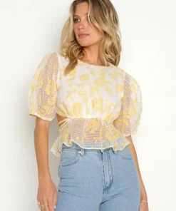 En Saison Tops>Organza Audrey Top Yellow