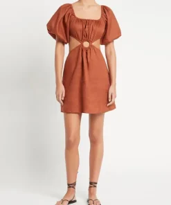 Faithfull the Brand Dresses>Almero Linen Mini Dress Spice
