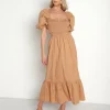 Faithfull the Brand Dresses>Bloom Midi Dress Plain Hazelnut