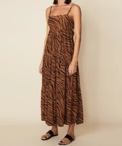 Faithfull the Brand Dresses>Corvina Midi Dress Kenya Animal