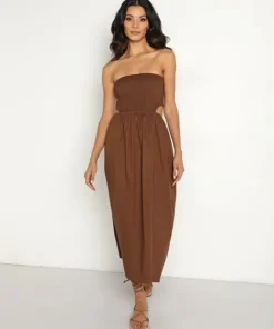 Faithfull the Brand Dresses>Deva Midi Dress Dark Chocolate