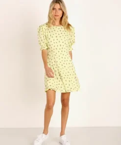 Faithfull the Brand Dresses>Florence Mini Dress Luda Lime Floral