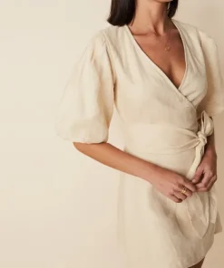 Faithfull the Brand Dresses>Godiva Wrap Dress Plain Sand