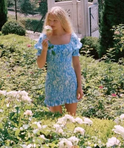 Faithfull the Brand Dresses>Magnolia Mini Dress Roos Tie Dye Blue