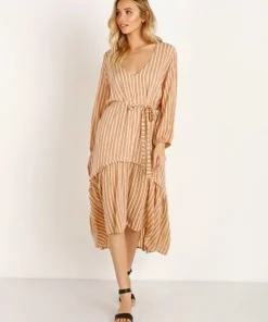 Faithfull the Brand Dresses>Matilda Peasant Dress Almeria Stripe Pink