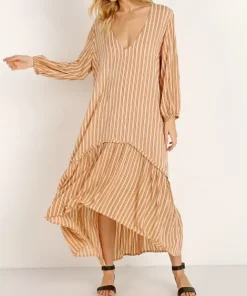 Faithfull the Brand Dresses>Matilda Peasant Dress Almeria Stripe Pink