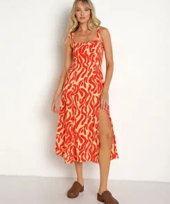 Faithfull the Brand Dresses>Rubina Midi Dress La Cateau Red