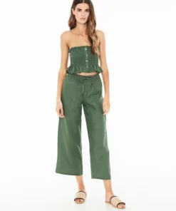Faithfull the Brand Tops>Sloane Top Plain Moss Green