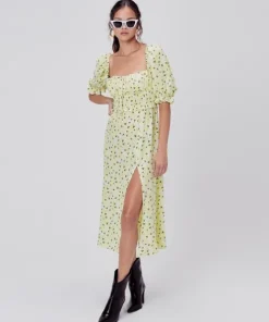 For Love & Lemons Dresses>For Love & Lemons Chrysanthemum Midi Dress Lemonade