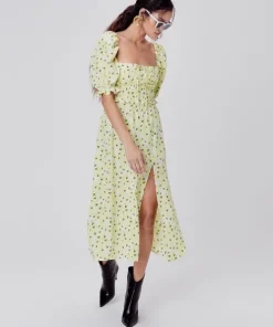 For Love & Lemons Dresses>For Love & Lemons Chrysanthemum Midi Dress Lemonade