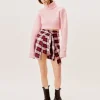 For Love & Lemons Skirts>For Love & Lemons Gwen Wrap Skirt Red Pink Plaid