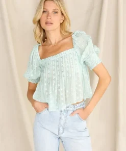 For Love & Lemons Tops>For Love & Lemons Jana Blouse Mint