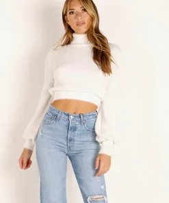 For Love & Lemons Knits | Tops>For Love & Lemons Knitz Myriam Turtleneck Mohair Sweater White