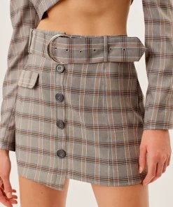 For Love & Lemons Skirts>For Love & Lemons Kym Mini Skirt Glen Check Plaid