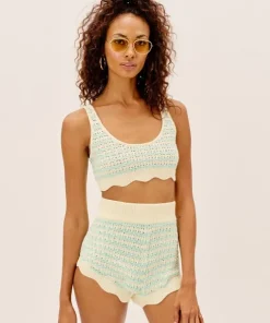 For Love & Lemons Shorts>For Love & Lemons Lizzy Stripe Knit Short Mint