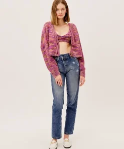 For Love & Lemons Knits>For Love & Lemons Maude Cardigan Magenta