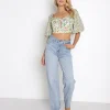 For Love & Lemons Tops>For Love & Lemons Riley Top Green Floral