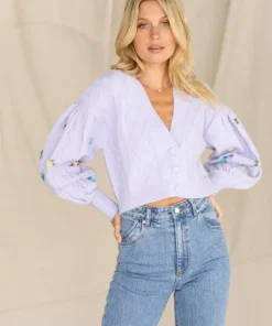 For Love & Lemons Knits | Tops>For Love & Lemons Sutton Cardi Lavender