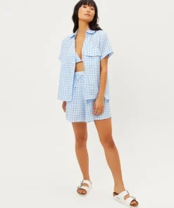 Frankie's Bikinis Cover Ups | Shorts>Lou Gingham Short Bluebell