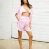 Frankie's Bikinis Cover Ups | Tops>Lou Gingham Button Down Pink Picnic