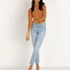 Hot As Hell Tops>Lace Crop Brown Sugar