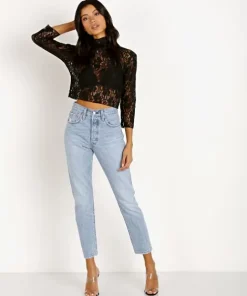 Hot As Hell Tops>Lace Crop Noir