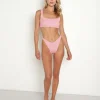 Hunza G Bikinis>Crinkle Xandra Bikini Metallic Dusty Pink