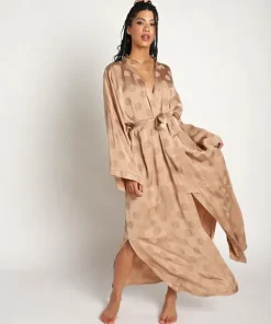 idle Robes>The Long Robe with Hair Tie Silky Nude Dot