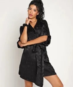 idle Robes>The Short Robe with Hair Tie Silky Black