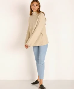 Indah Knits>Denali Oversize Turtleneck Bisque